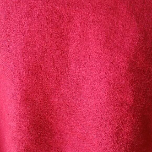 Red Floral Jacquard Fringe Scarf woven 66"L +3" fringe 27"W - Picture 2 of 8